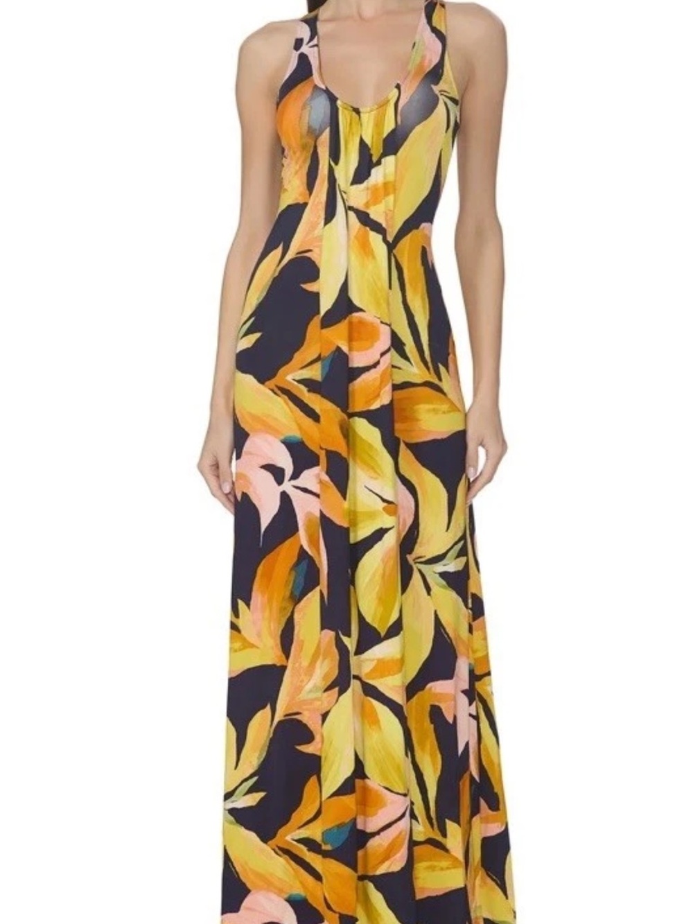 AFRM Floral Maxi Dress - Yellow, Navy & Coral